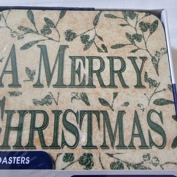 Pimpernel Christmas Blessing Coasters Set Of 6 Cork Backed Heat Resistant - Picture 6 of 7